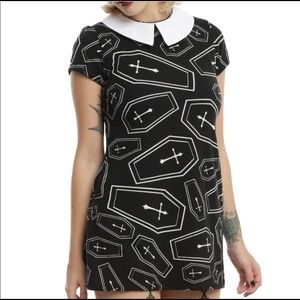 Folter Black Coffin Goth Mini Dress Pockets!